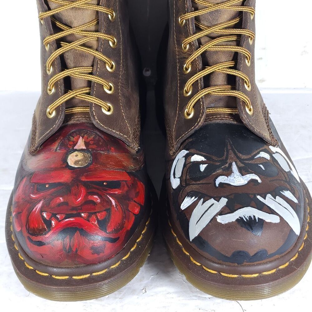 Dr.Martens Men's 1460 US12 Crazy Horse Leather Hand Painted LaceUp Combat Boots - Picture 5 of 14